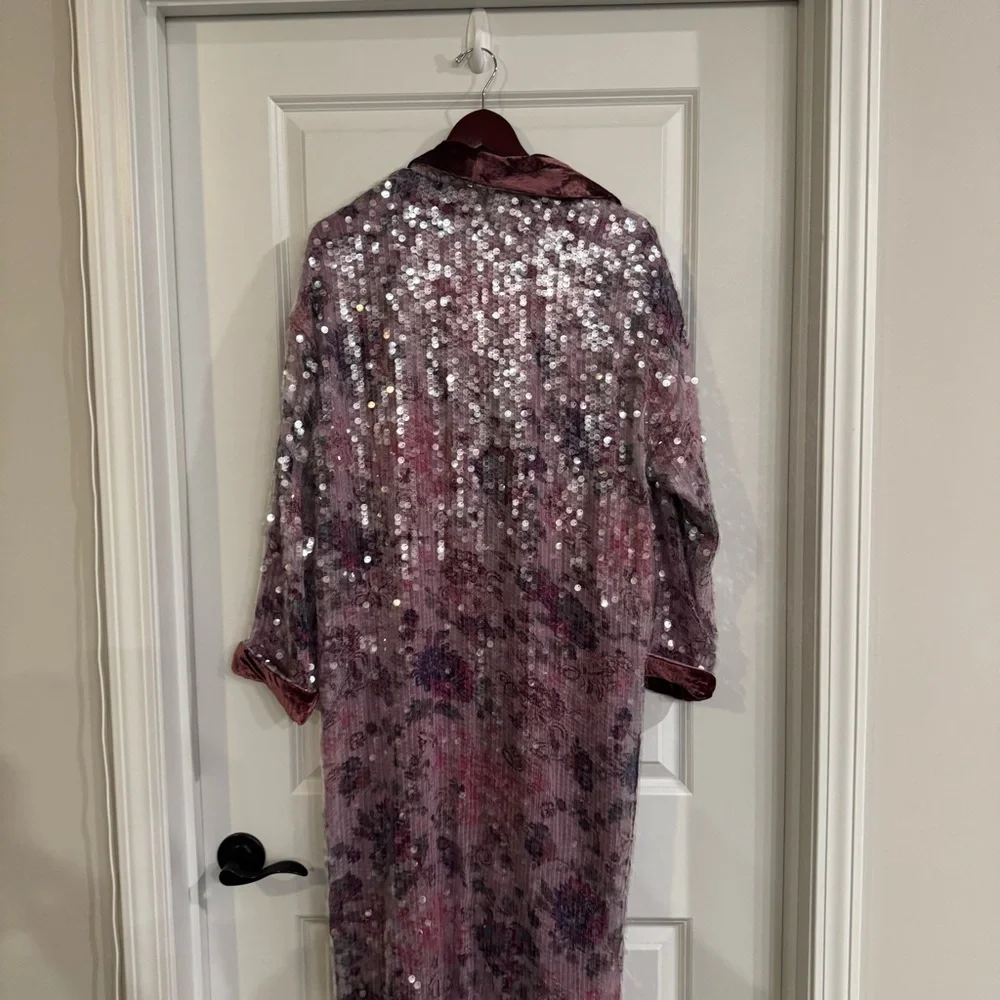 Free People Kealey Kimono Sequin in Pink Combo